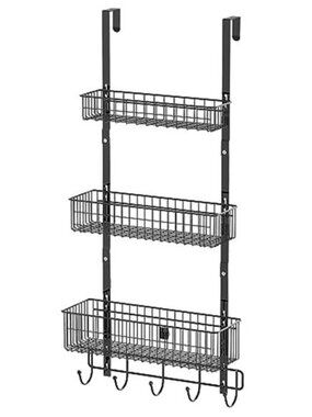 Over Door Organizer 3 Tier Metal Storage Rack Basket Hooks Bathroom Kitchen